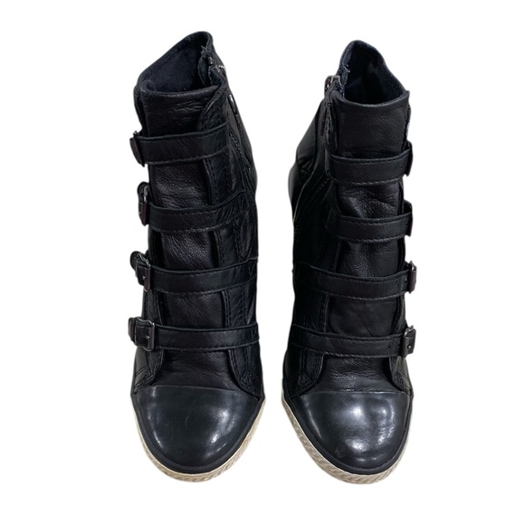 ASH Black Multi-Buckle Wedge Sneakers - Picture 3 of 7